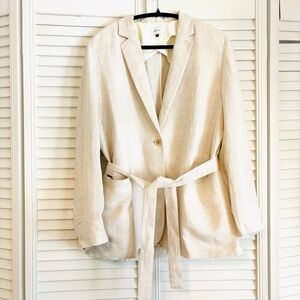 Moia 100% Linen Natural Oversized Boxy Blazer Jacket Minimalist Contemporary